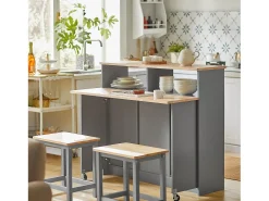 Aparador de Almacenamiento con Encimera Extensible Isla de Cocina Armario de Cocina Múltiple 110 x 97 x 68 cm FSB36-HG SoBuy ES