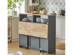 Aparador de Almacenamiento con Encimera Extensible Isla de Cocina Armario de Cocina Múltiple 110 x 97 x 68 cm FSB36-HG SoBuy ES