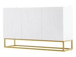 Aparador de alto brillo - 130 x 36 x 76 cm - con 3 puertas - Aglomerado - blanco
