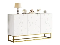 Aparador de alto brillo - 130 x 36 x 76 cm - con 3 puertas - Aglomerado - blanco