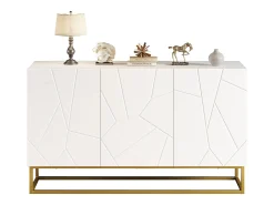 Aparador de alto brillo - 130 x 36 x 76 cm - con 3 puertas - Aglomerado - blanco