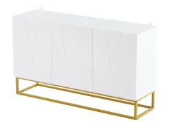 Aparador de alto brillo - 130 x 36 x 76 cm - con 3 puertas - Aglomerado - blanco
