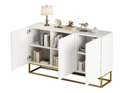 Aparador de alto brillo - 130 x 36 x 76 cm - con 3 puertas - Aglomerado - blanco