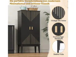 Aparador de cocina - 120 x 59 x 30 cm - con 2 puertas con estantes - estilo vintage - MDF - negro
