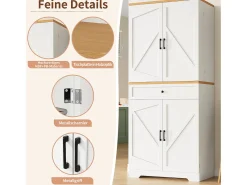 Aparador de cocina - 80 x 40 x 180 cm - con 4 puertas + 1 cajón - MDF - blanco