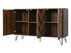 Aparador de cocina con 6 compartimentos de almacenaje y 3 puertas, puerta chapada en madera maciza.