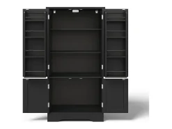Aparador de cocina con 4 puertas y sensor LED - estantes ajustables - madera MDF - Negro