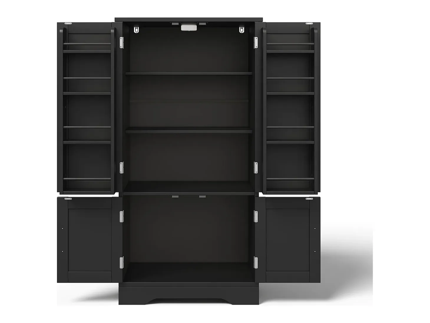 Aparador de cocina con 4 puertas y sensor LED - estantes ajustables - madera MDF - Negro