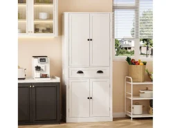Aparador de cocina con 4 puertas y cajón - Estantes regulables - Blanco