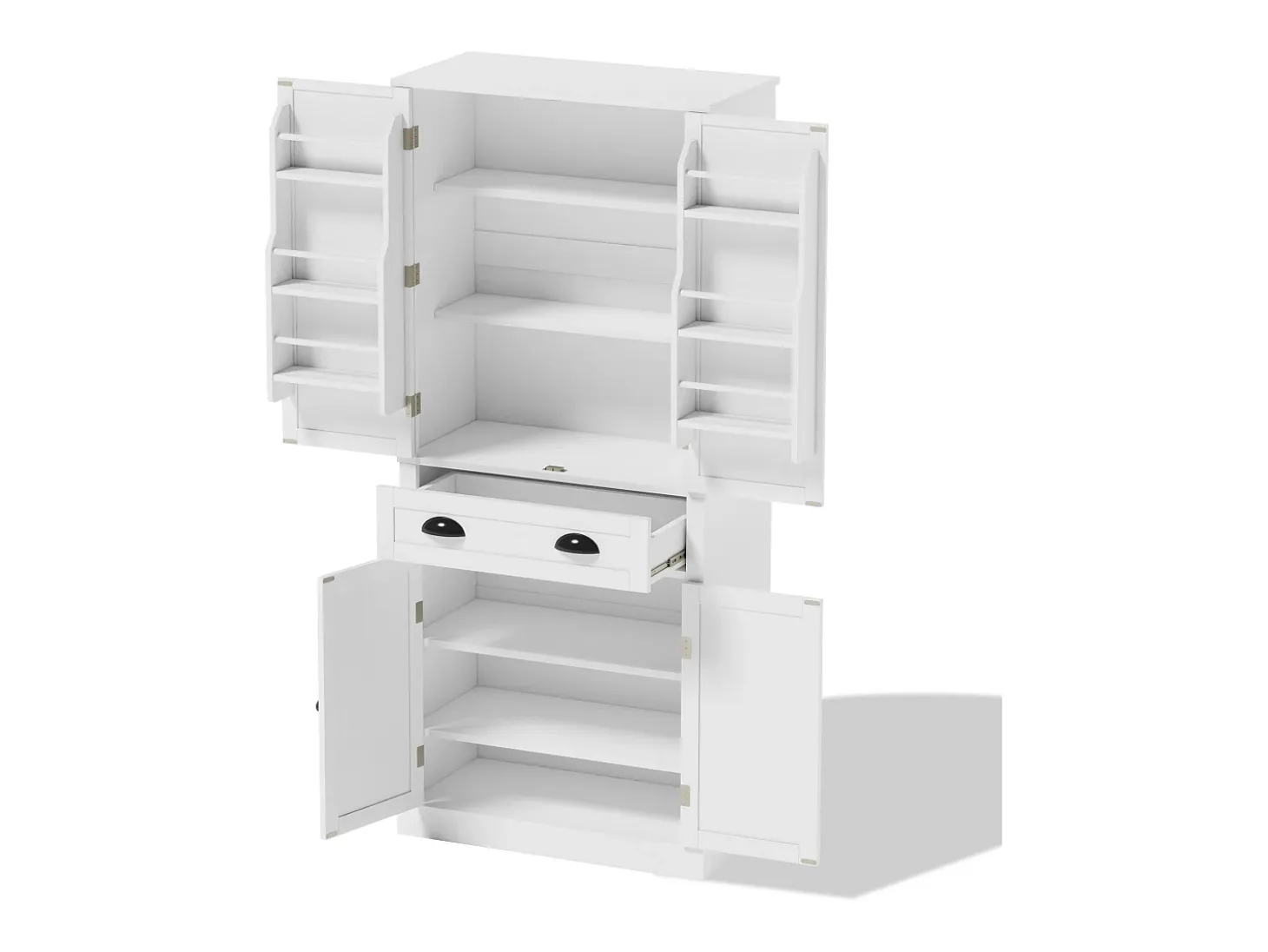 Aparador de cocina con 4 puertas y cajón - Estantes regulables - Blanco