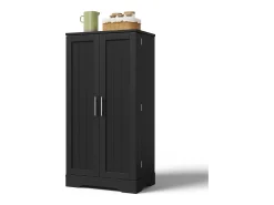 Aparador de cocina con 2 puertas y sensor LED - estantes ajustables - Negro