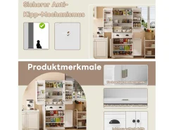 Aparador de cocina con 4 puertas y 1 cajón - 80 x 40 x 182 cm - estantes regulables - Madera MDF - Blanco