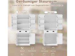 Aparador de cocina con 4 puertas y 1 cajón - 80 x 40 x 182 cm - estantes regulables - Madera MDF - Blanco