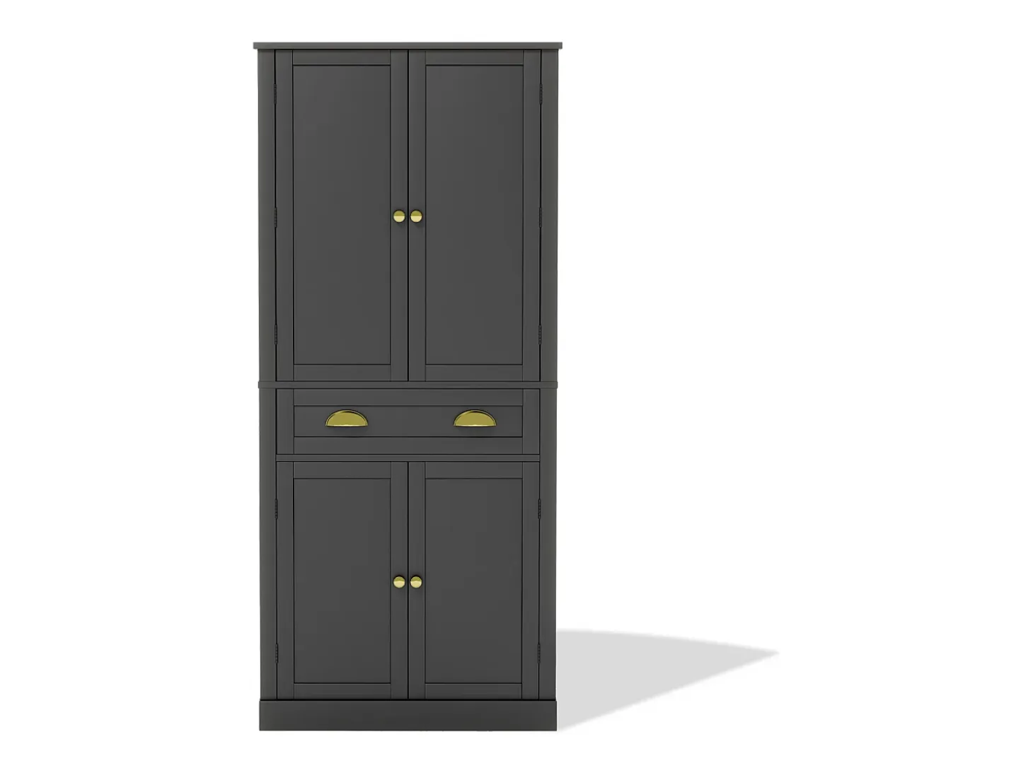 Aparador de cocina con 4 puertas y cajón - Estantes regulables - Negro