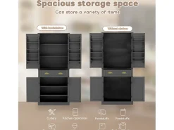 Aparador de cocina con 4 puertas y cajón - Estantes regulables - Negro