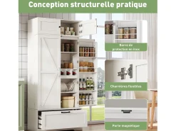 Aparador de cocina con 4 puertas y 1 cajón, aparador alto con tirador de metal retro, blanco
