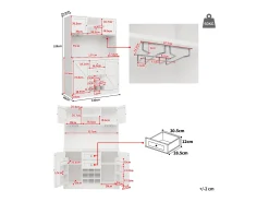 Aparador de cocina con estantes regulables y botellero, MDF, blanco (120x40x188 cm)