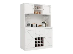 Aparador de cocina con estantes regulables y botellero, MDF, blanco (120x40x188 cm)