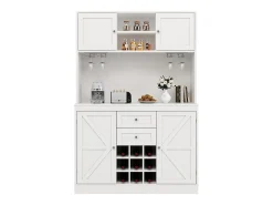 Aparador de cocina con estantes regulables y botellero, MDF, blanco (120x40x188 cm)