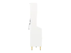 Aparador de cocina con iluminación LED, 4 puertas, 3 cajones y botellero - Blanco