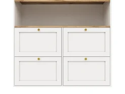 Aparador de cocina con tablero giratorio 360°, 4 cajones y 1 nicho, blanco - 204x39x104cm