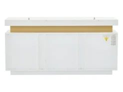 Aparador de cocina de 3 puertas con tablero efecto mármol para salón y dormitorio, color blanco