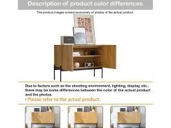 Aparador de cocina, mueble de almacenaje con 2 puertas, patas metálicas, diseño lineal, 100 x 40 x 75 cm, madera