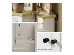 Aparador de cocina, mueble de almacenaje, armario de comedor con 2 puertas y 2 cajones, sala de estar