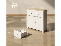Aparador de cocina, mueble de almacenaje, armario de comedor con 2 puertas y 2 cajones, sala de estar