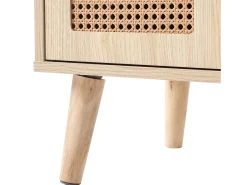 Aparador de cocina 60x40x110cm, 2 puertas de ratán y 1 cajón, madera, natural claro