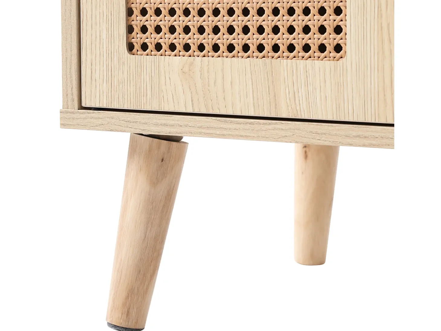 Aparador de cocina 60x40x110cm, 2 puertas de ratán y 1 cajón, madera, natural claro