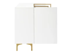 Aparador de cocina 150x38x85cm con 4 puertas incluidas 2 de cristal, cuerpo blanco con bandas doradas