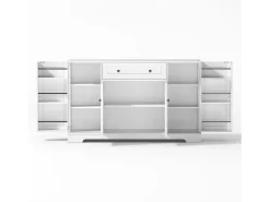 Aparador de cocina 138x40x85cm con 4 puertas y 1 cajón, cuerpo de MDF blanco