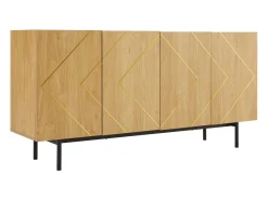 Aparador de cuatro puertas con patas de metal, mueble de almacenaje, decoración salón, 160 x 40 x 78 cm