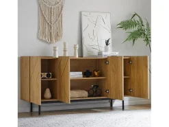 Aparador de cuatro puertas con patas de metal, mueble de almacenaje, decoración salón, 160 x 40 x 78 cm