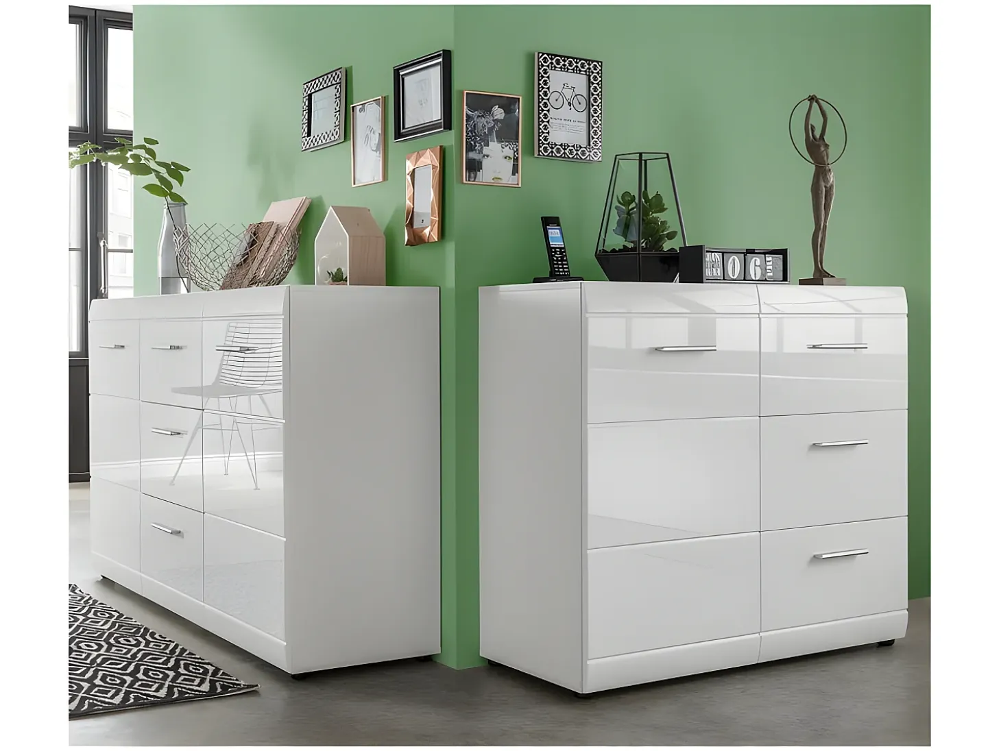 Aparador de diseño blanco 144x86x40cm Alama