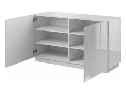 Aparador de diseño 138cm blanco brillo + Flow LED - azul