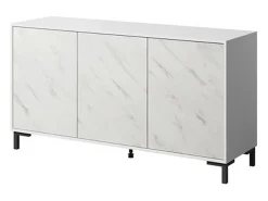 Aparador de diseño efecto mármol blanco 150cm Ketla