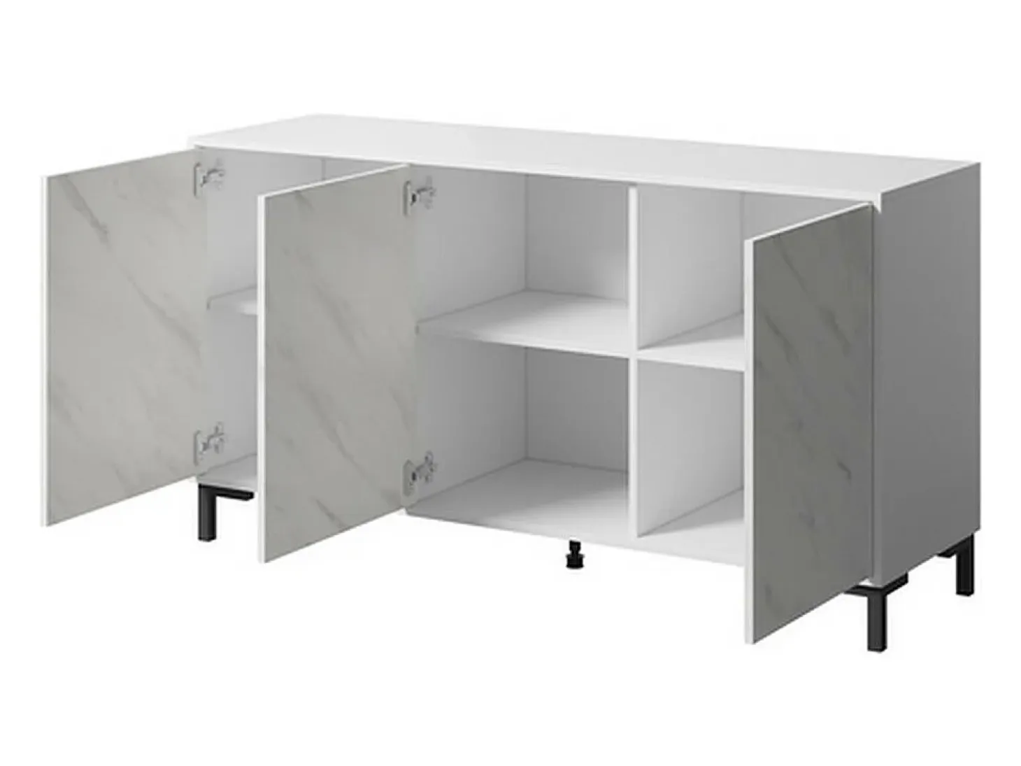 Aparador de diseño efecto mármol blanco 150cm Ketla