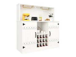Aparador de diseño moderno, MDF, madera natural, metal, blanco y negro, con estantes regulables (120x40x120 cm)
