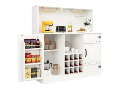 Aparador de diseño moderno, MDF, madera natural, metal, blanco y negro, con estantes regulables (120x40x120 cm)