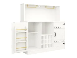 Aparador de diseño moderno, MDF, madera natural, metal, blanco y negro, con estantes regulables (120x40x120 cm)