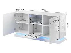 Aparador de diseño negro de 150 cm con iluminación integrada Clost