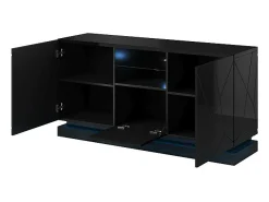 Aparador de diseño negro de 150 cm con iluminación integrada Clost