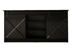 Aparador de diseño negro de 160 cm con puertas correderas Hexa