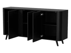 Aparador de diseño redondeado negro mate - 3 puertas - 150cm Viali