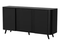Aparador de diseño redondeado negro mate - 3 puertas - 150cm Viali