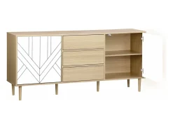 Aparador de efecto madera con 2 puertas, 160cm blanco