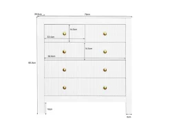 Aparador de estilo contemporáneo, cómoda con espacio de almacenamiento, con tiradores dorados, color blanco
