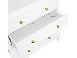 Aparador de estilo contemporáneo, cómoda con espacio de almacenamiento, con tiradores dorados, color blanco